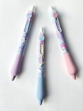3PK NWT Sanrio My Melody, Kuromi, Hello Kitty Kawaii Cute Retractable Pens Set